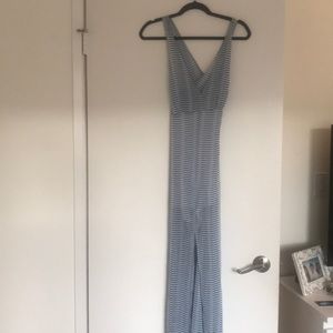 Blue and white maxi dress